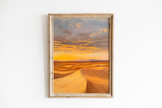 Sahara Sunrise Wall Art Dramatic Desert Landscape Painterly Dune Waves Warm And Moody Atmosphere Instant 337