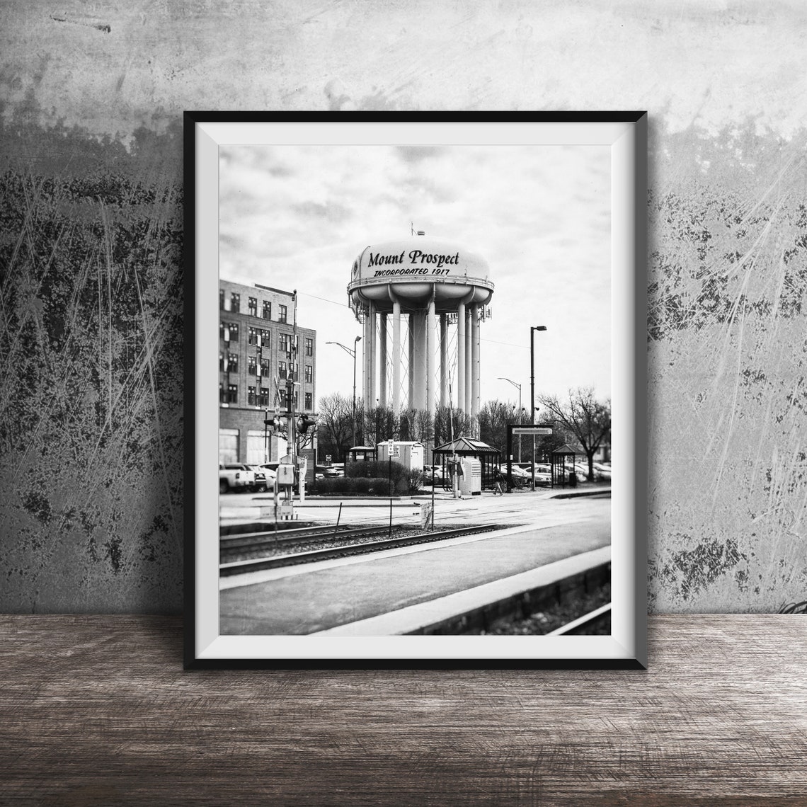 Mount Prospect Blue Water Tower Train Station Illinois Poster - Image 2
