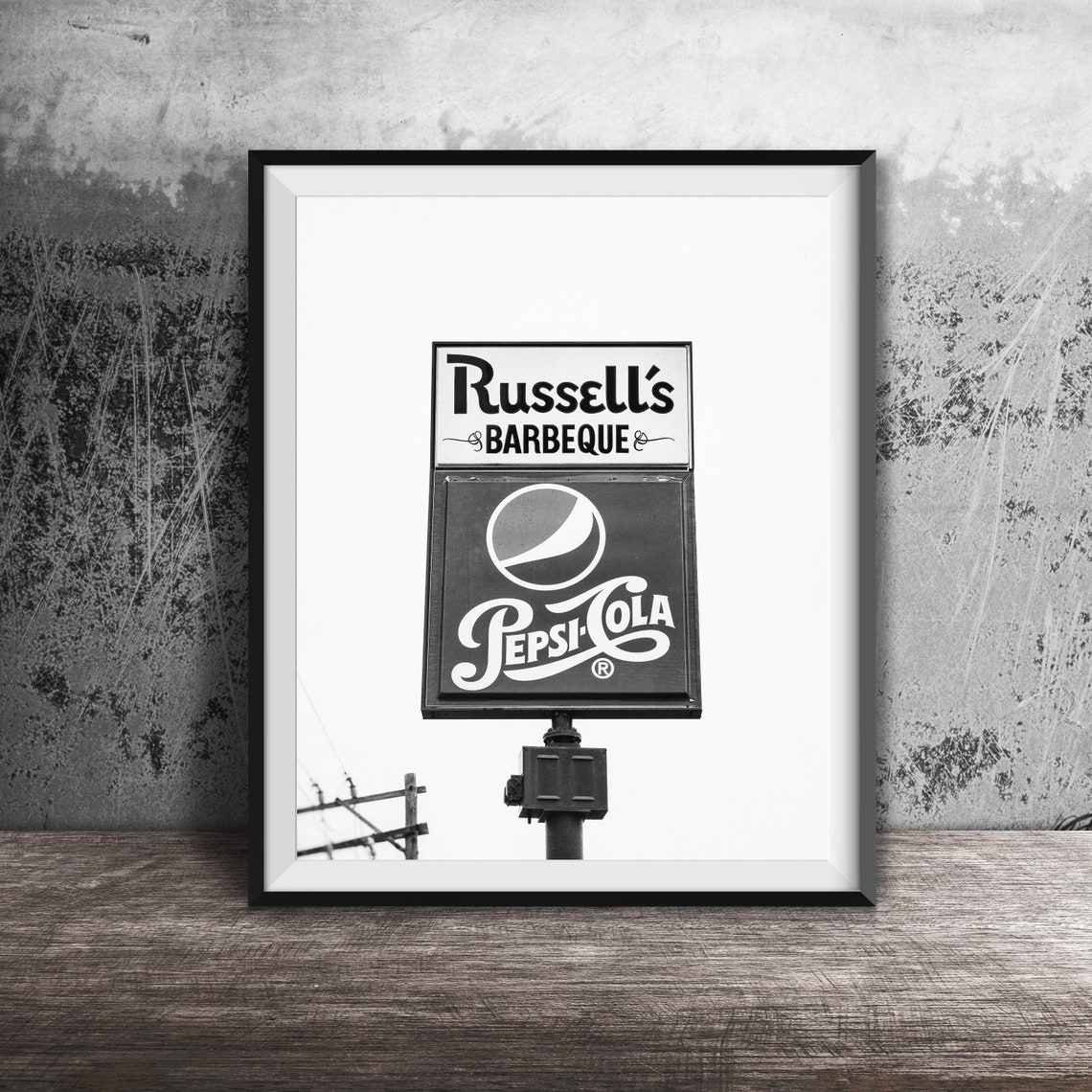 Russell's Barbeque Roadside Sign with Vintage Pepsi-Cola Sign Poster - Image 2