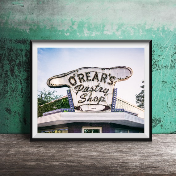 Orears Pastry Shop Lafayette Indiana Unframed Photography Print Indy Bakery Neon Sign