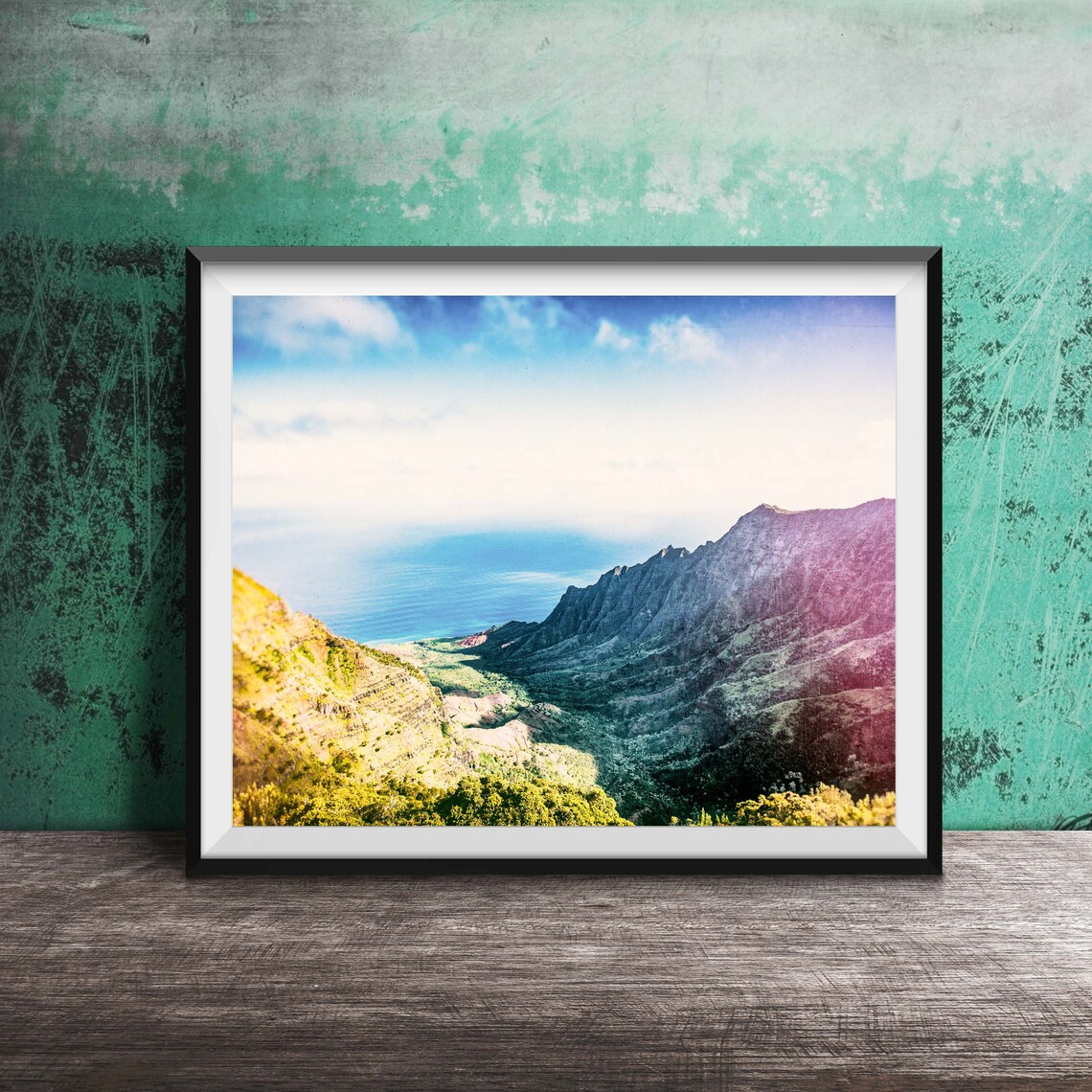 Kalalau Valley Kauai Hawaii Ocean Cliffs Scenic Photo Poster