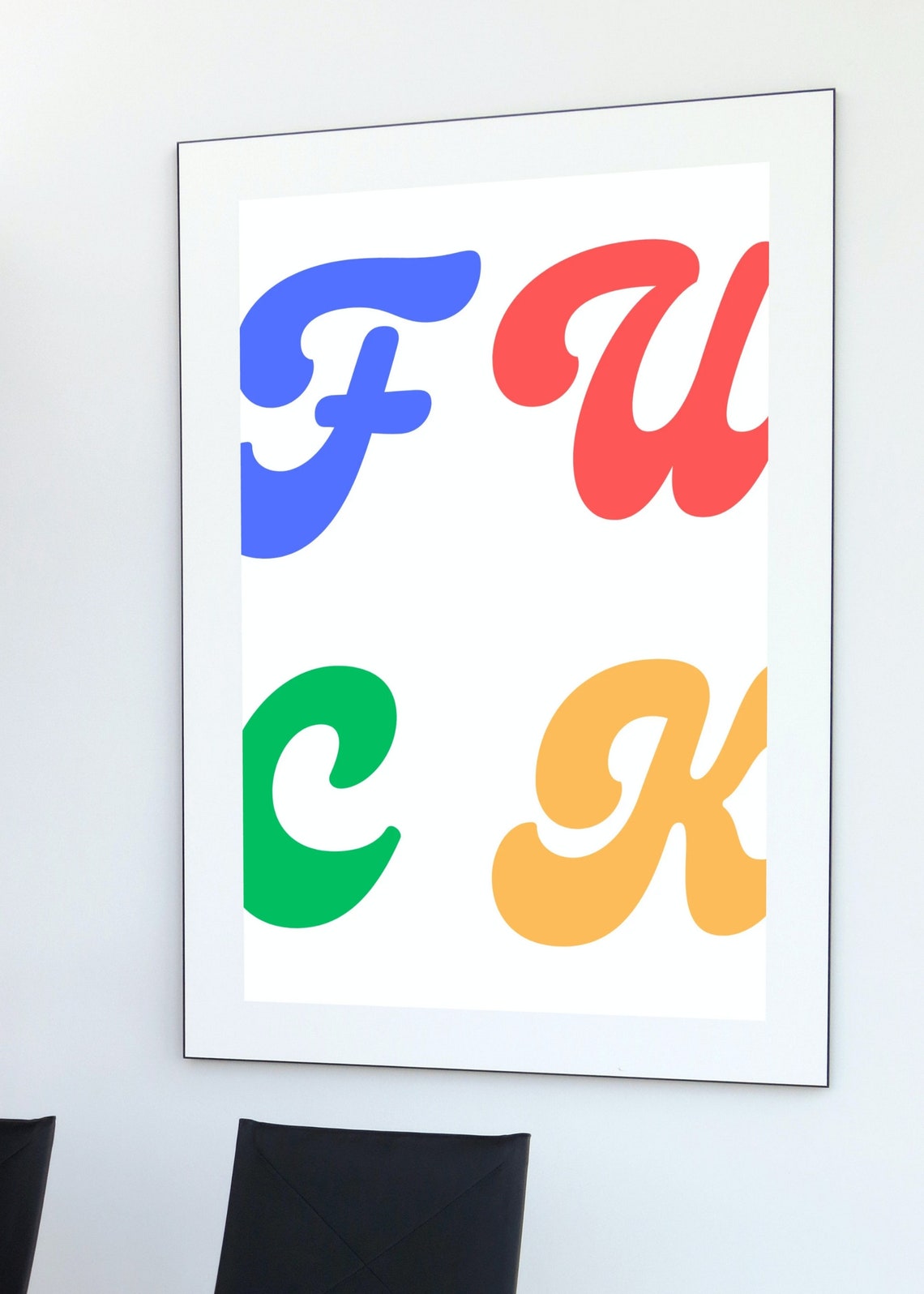 Playful Swear Word Bold Rainbow Retro Script Typography Wall Poster - Image 2