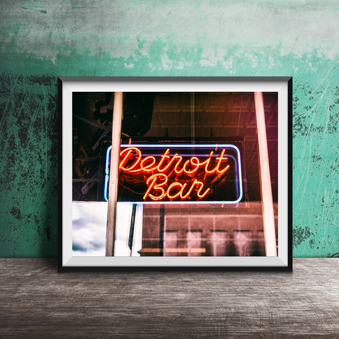 Detroit Bar Neon Sign Print Detroit Photography Print Original Wall Art Photo Modern Photography Unframed Decor Detroiter Bar