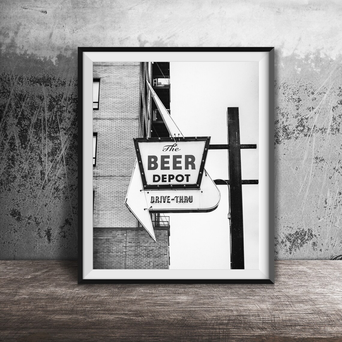 The Beer Depot Drive-Thru Retro Arrow Sign Photography Poster - Image 2