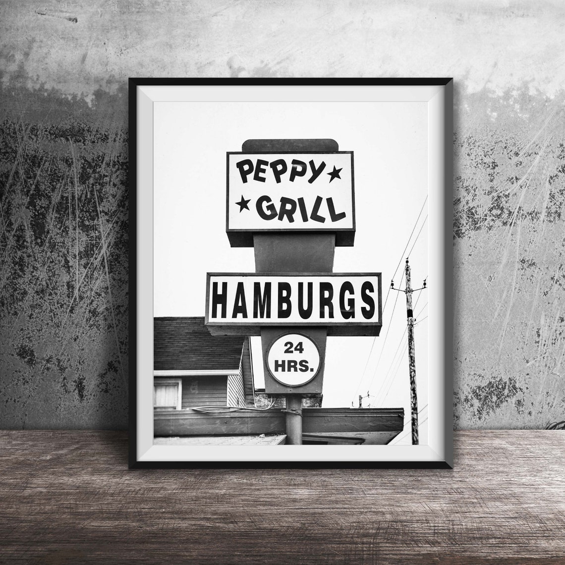 Peppy Grill Indianapolis 24 Hour Hamburgers Retro Sign Poster - Image 2