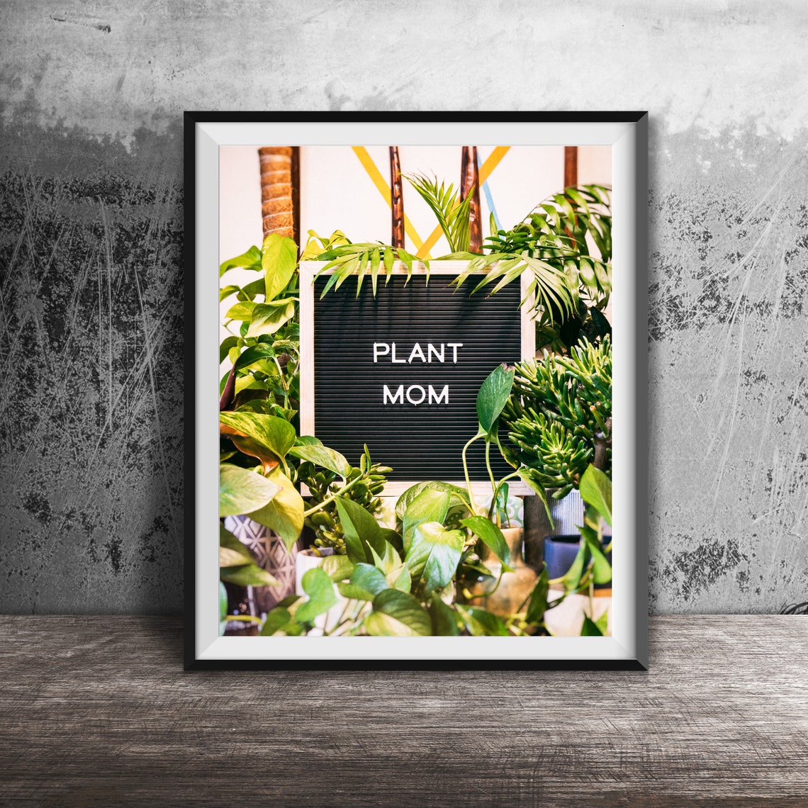 Plant Mom Letter Board Sign Surrounded By Houseplants Art Poster