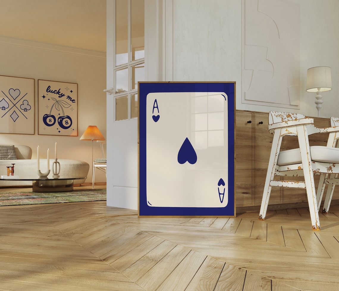 Ace Of Hearts Playing Card, Retro Trendy Wall Art - Image 3