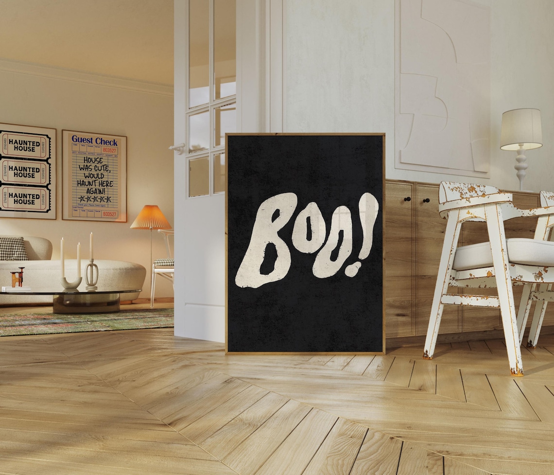 Boo Halloween Poster, Trendy Halloween Wall Decor - Image 2