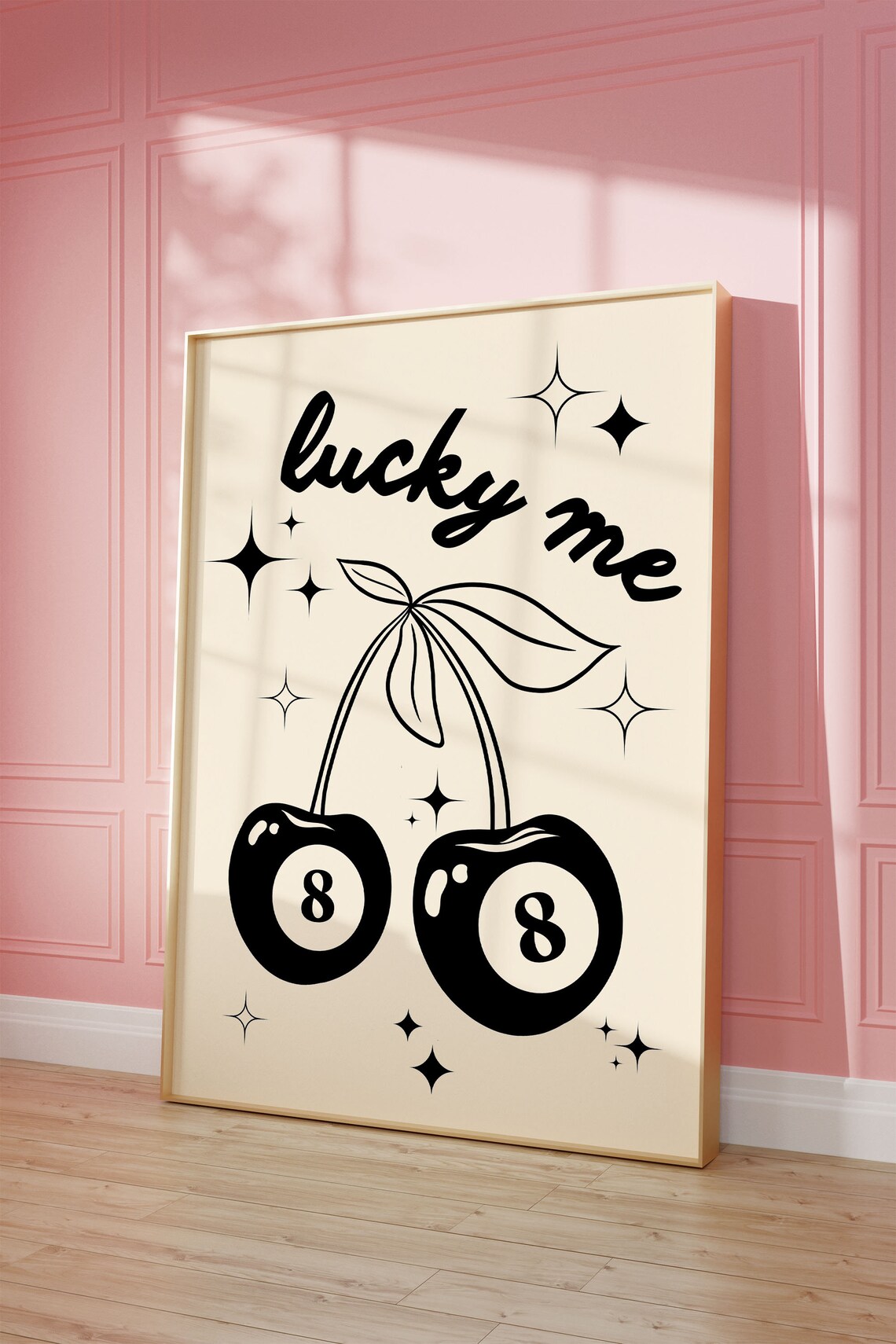 Lucky Me 8 Ball Poster, Modern Retro Trendy Print - Image 2