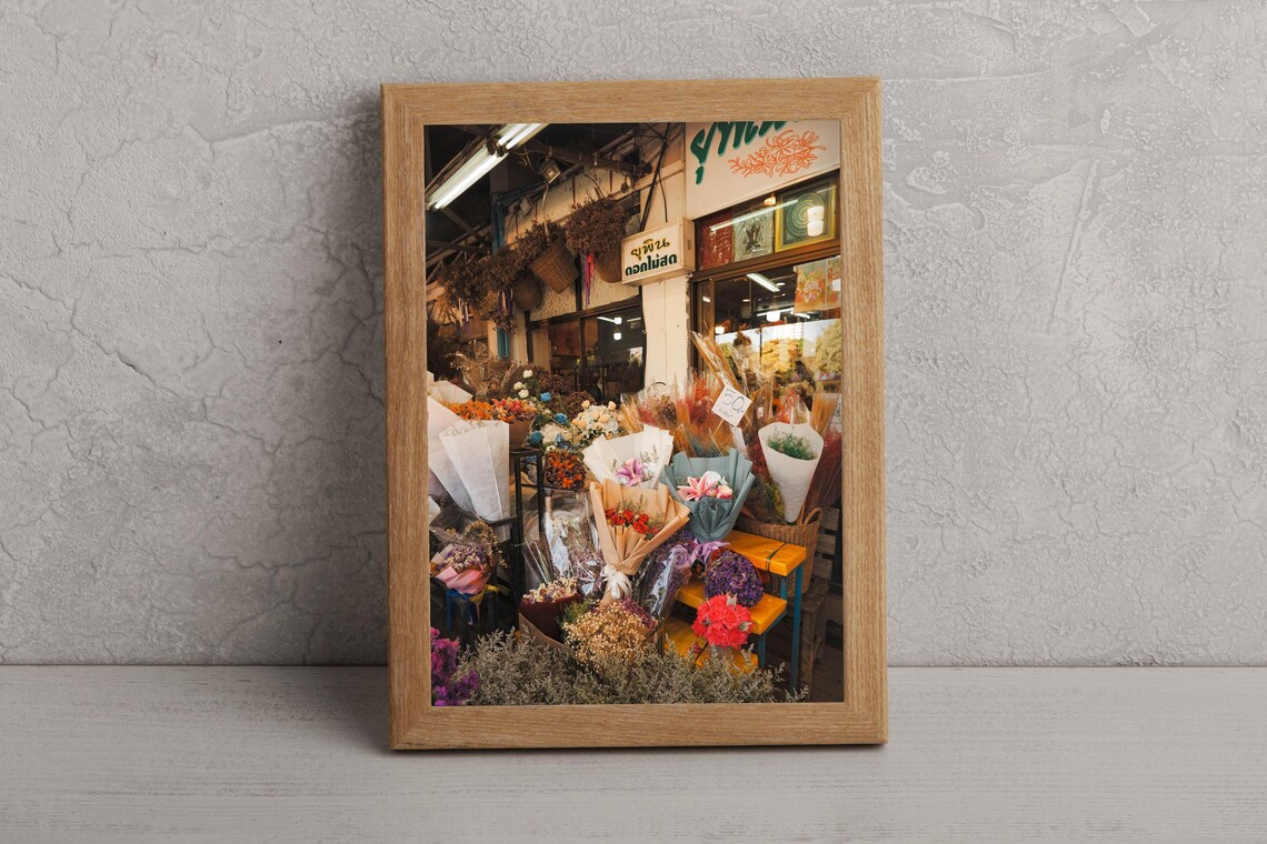 Chiang Mai Flower Market Bouquets Thai Shop Street Photo Poster