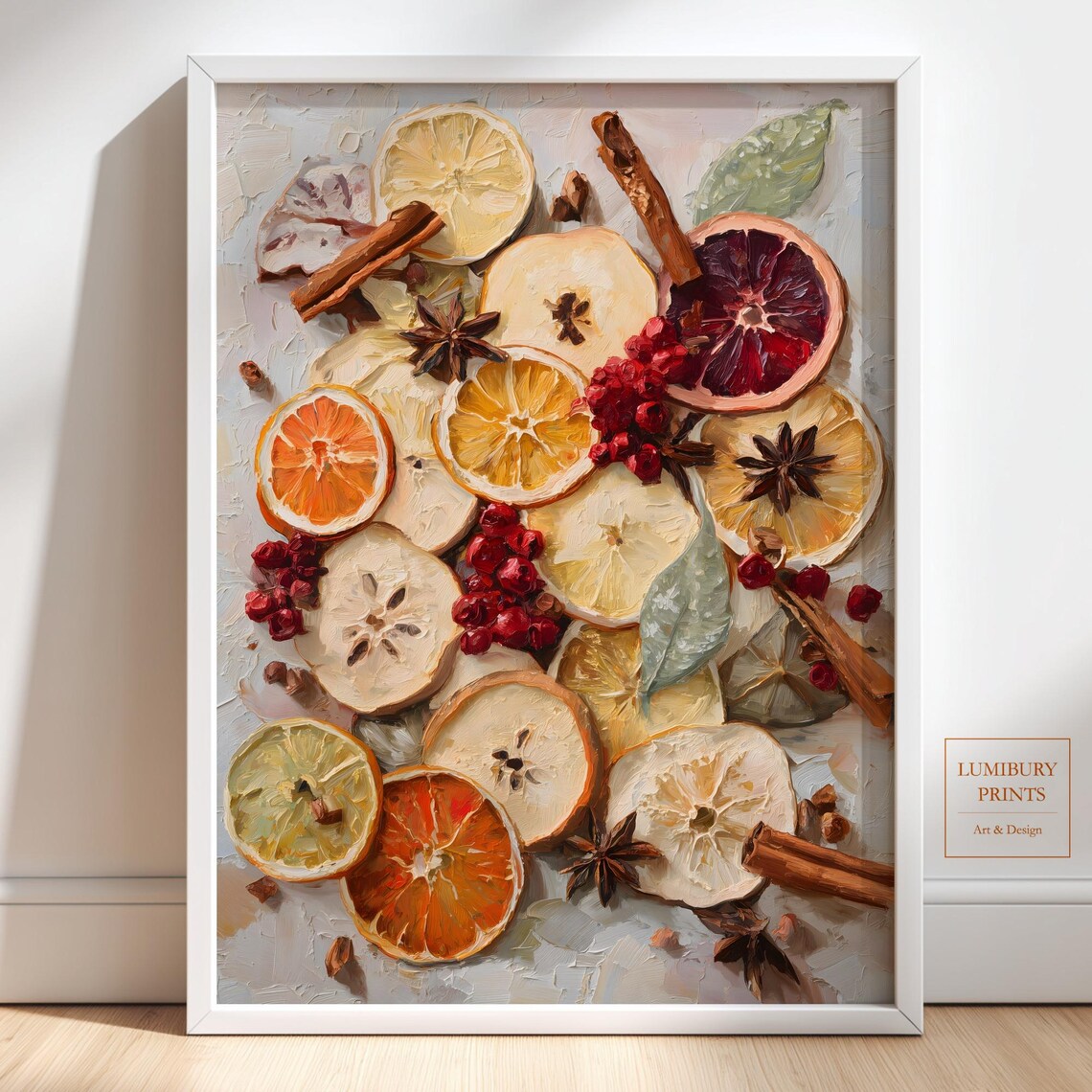 Dried Fruit Cinnamon Star Anise Light Airy Impasto Oil Painting Wall Art