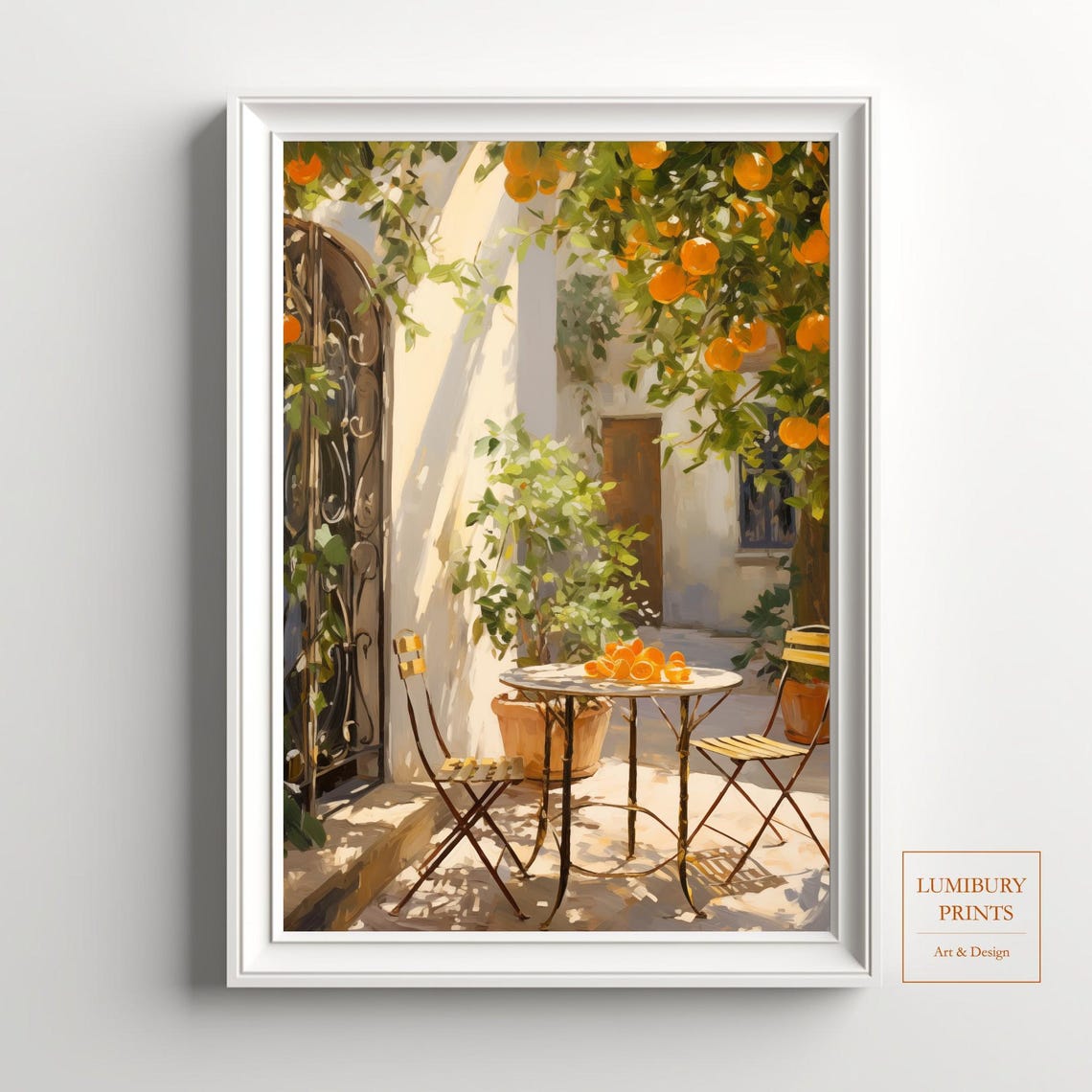 Mediterranean Orange Tree Courtyard Sunlit Terrace Patio Poster