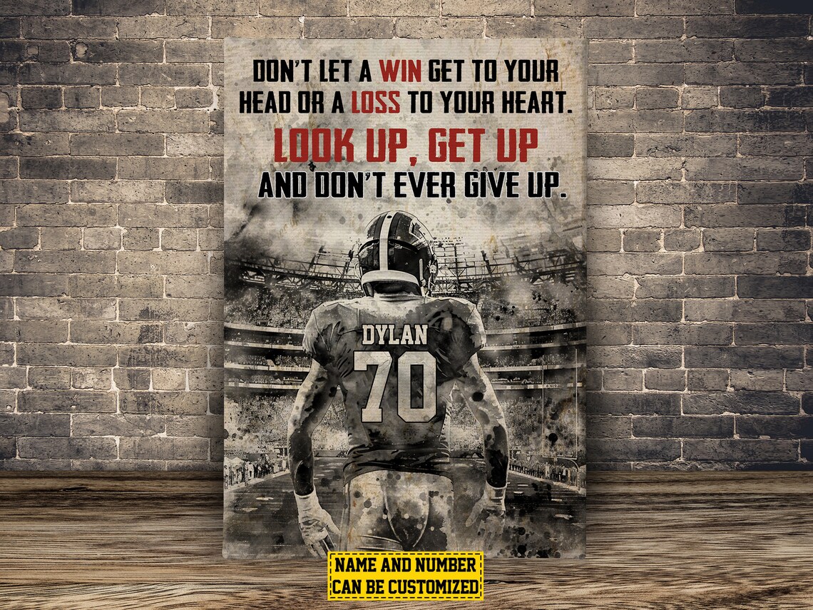 Football Motivation Personalized Player Quote Vintage Sports Poster - Image 2