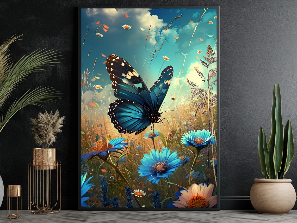 Vintage Butterflies in the Field, Botanical Art Print - Image 4