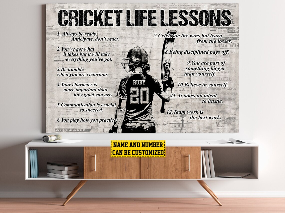 Cricket Life Lessons Personalized Poster Custom Name Number Motivational Print - Image 5