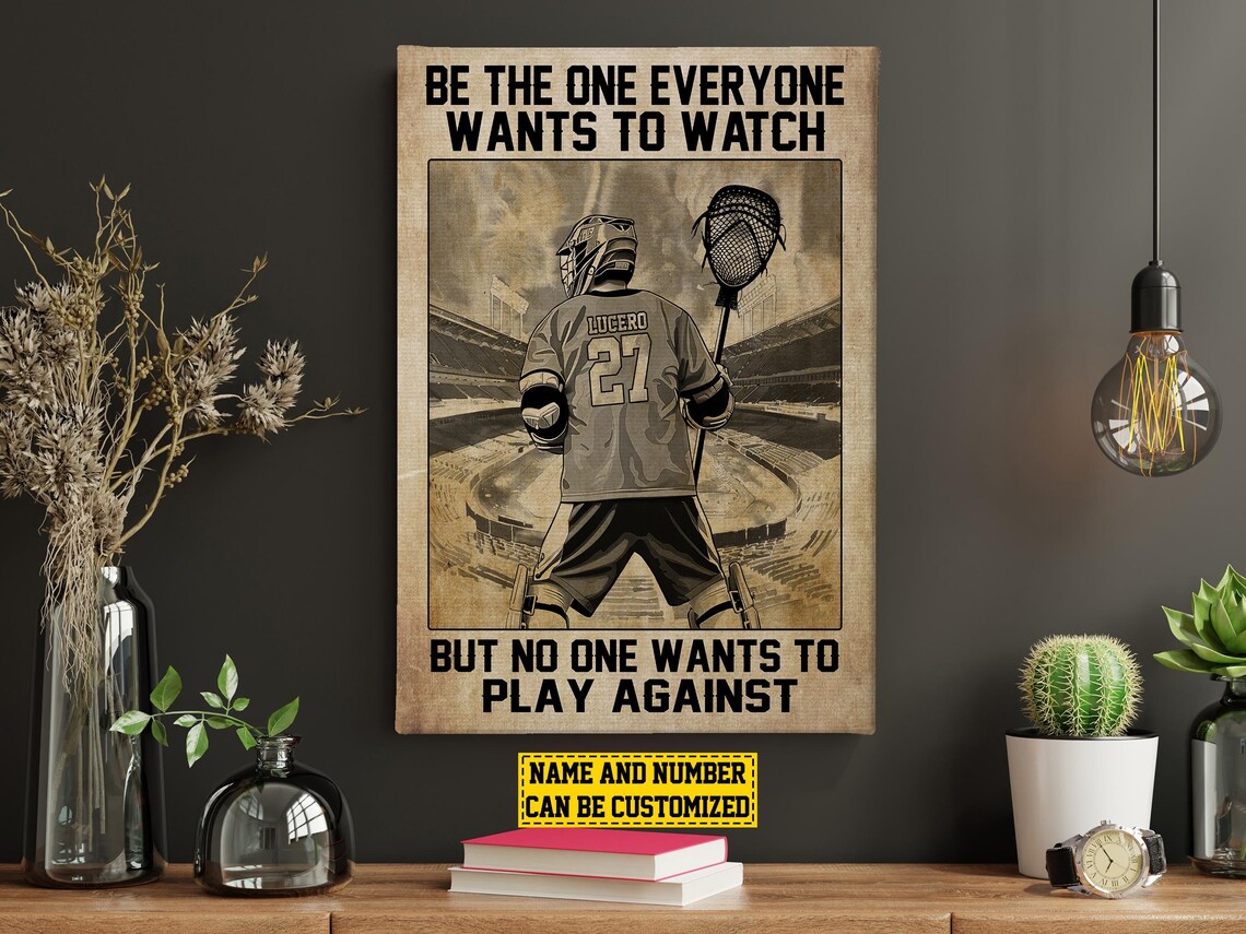 Personalized Lacrosse Boy Be The One Quote Custom Name Number Sports Poster - Image 4