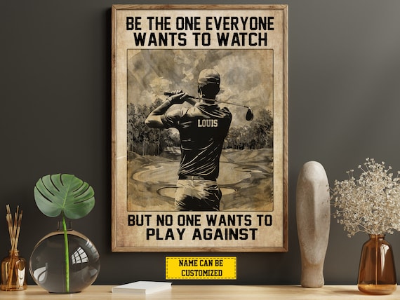 Golf Motivation Personalized Vintage Golfer Swing Quote Poster