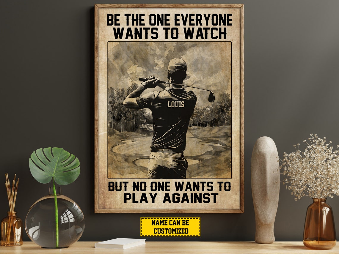 Golf Motivation Personalized Vintage Golfer Swing Quote Poster