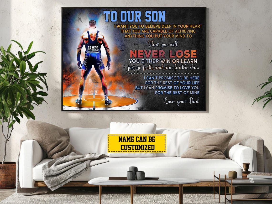 Wrestling To Our Son Personalized Print Wrestling Poster Print Wrestling Gift For Son Men - Image 4