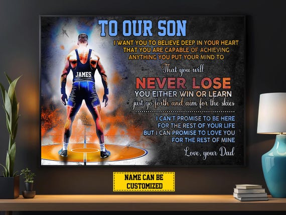 Wrestling To Our Son Personalized Print Wrestling Poster Print Wrestling Gift For Son Men