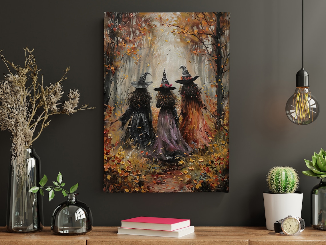 Three Witches In The Forest, Vintage Halloween Poster - Image 4
