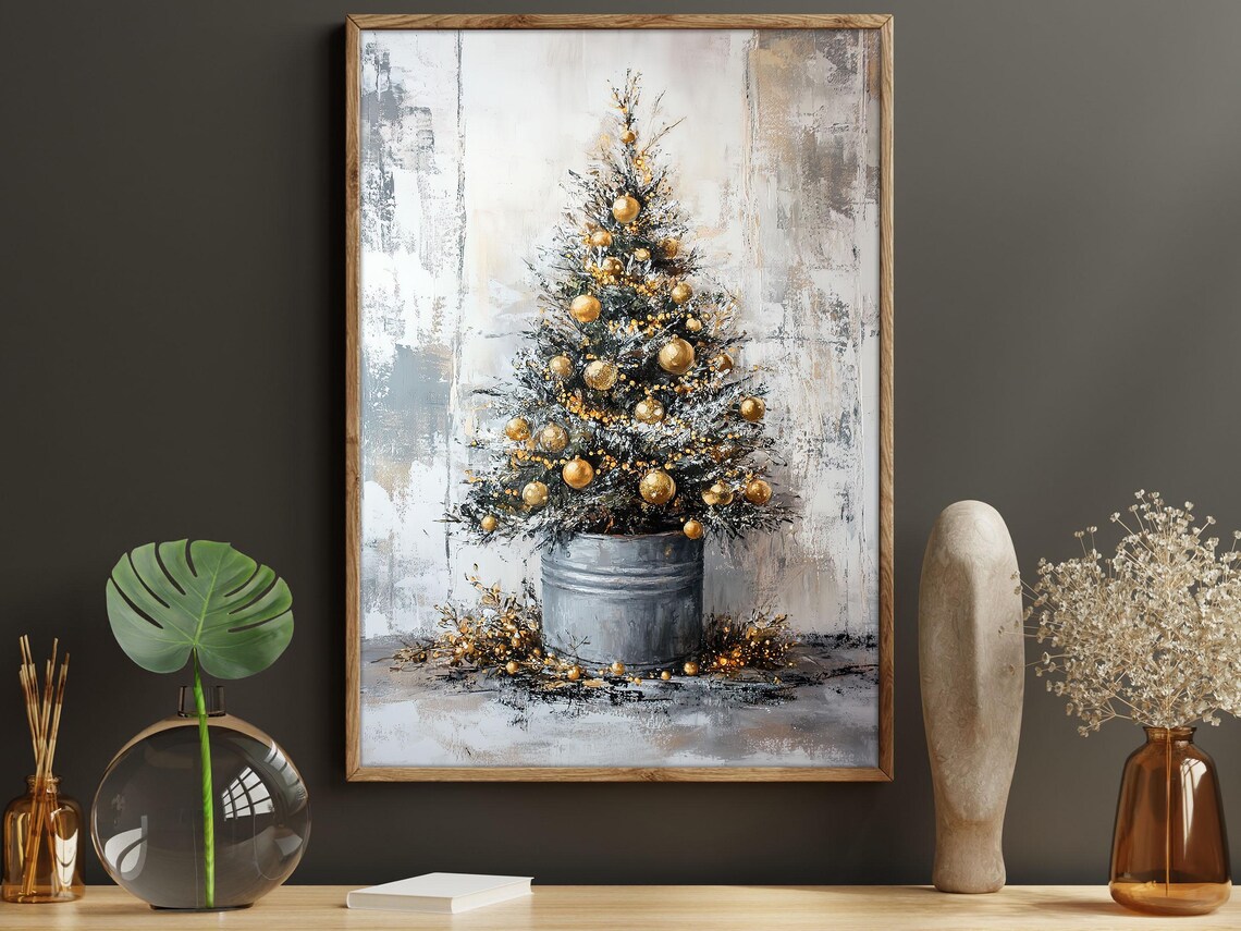 Vintage Christmas Tree Art Print, Cottage Winter Decor - Image 6