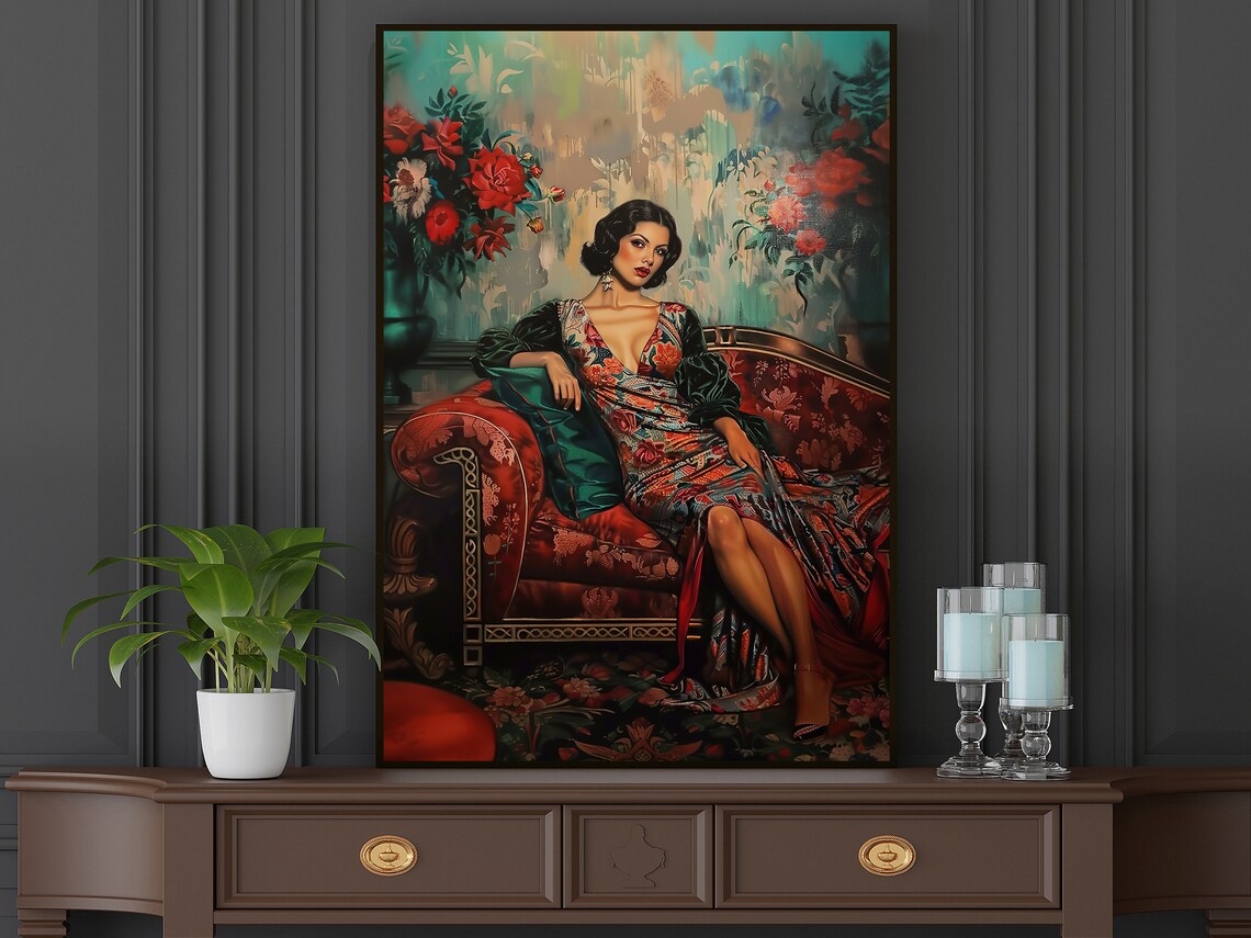 Cottage Woman on the Sofa Vintage Woman Poster - Image 5