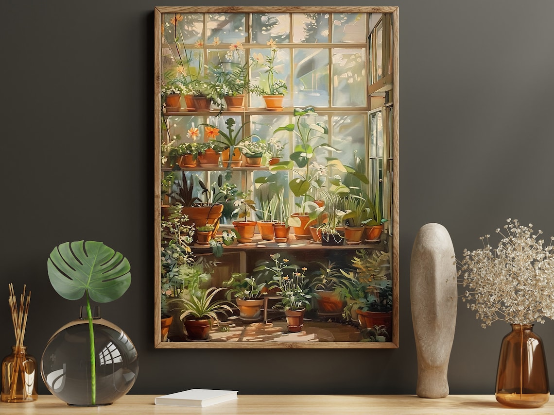 Vintage Greenhouse Painting Botanical Art Print