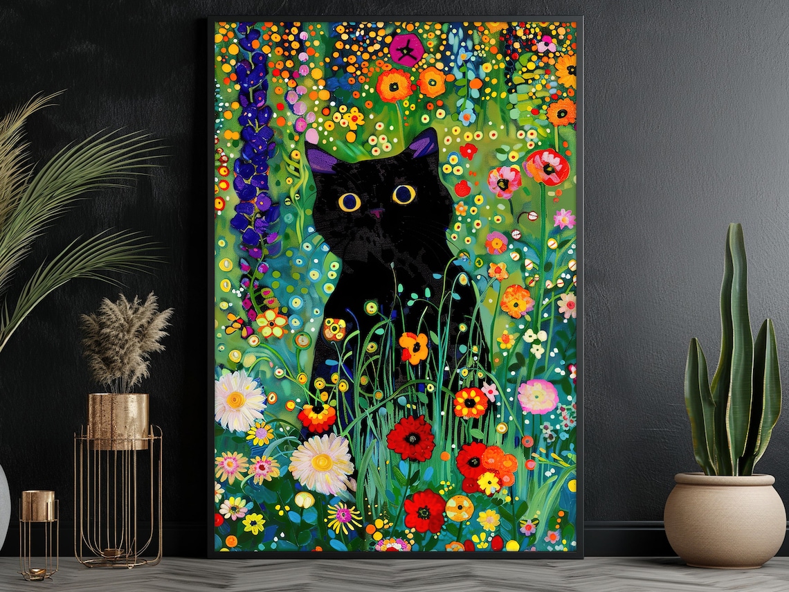 Matisse Black Cat in Flowers, Vintage Cat Art Print - Image 3