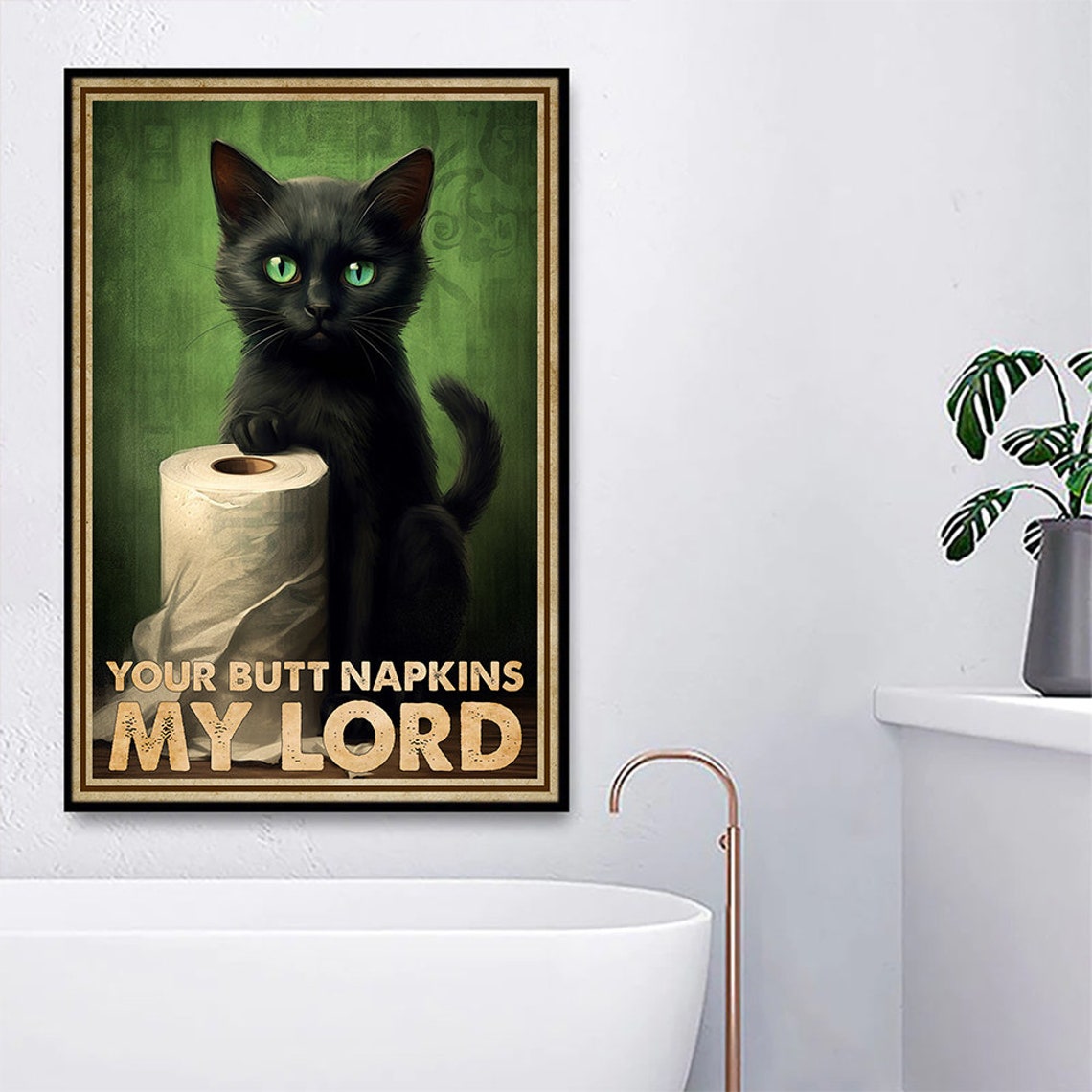 Vintage Black Cat Bathroom Poster - Image 4
