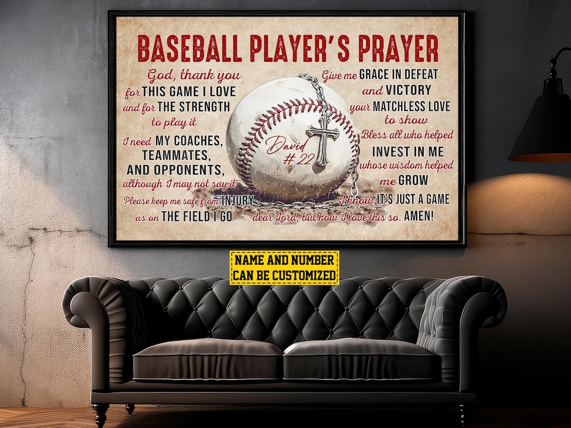 Baseball Players Prayer Personalized Poster - Image 5