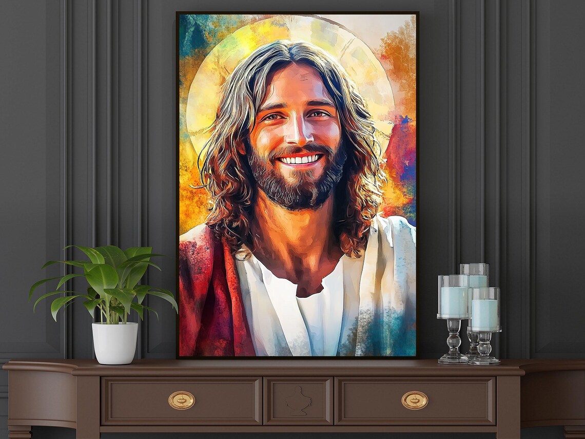 Vintage Jesus Smiles Christian Wall Art Print - Image 6