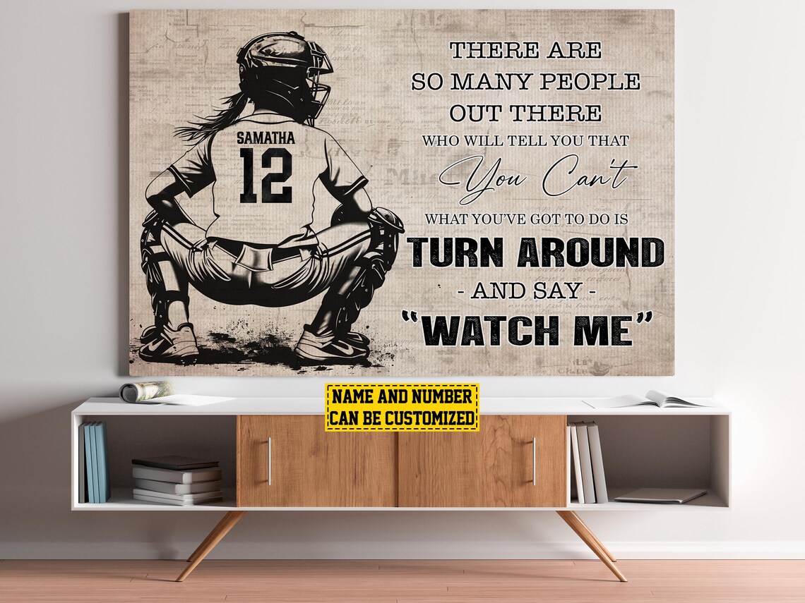 Personalized Softball Player Girl Art Print for Daughter - Image 6