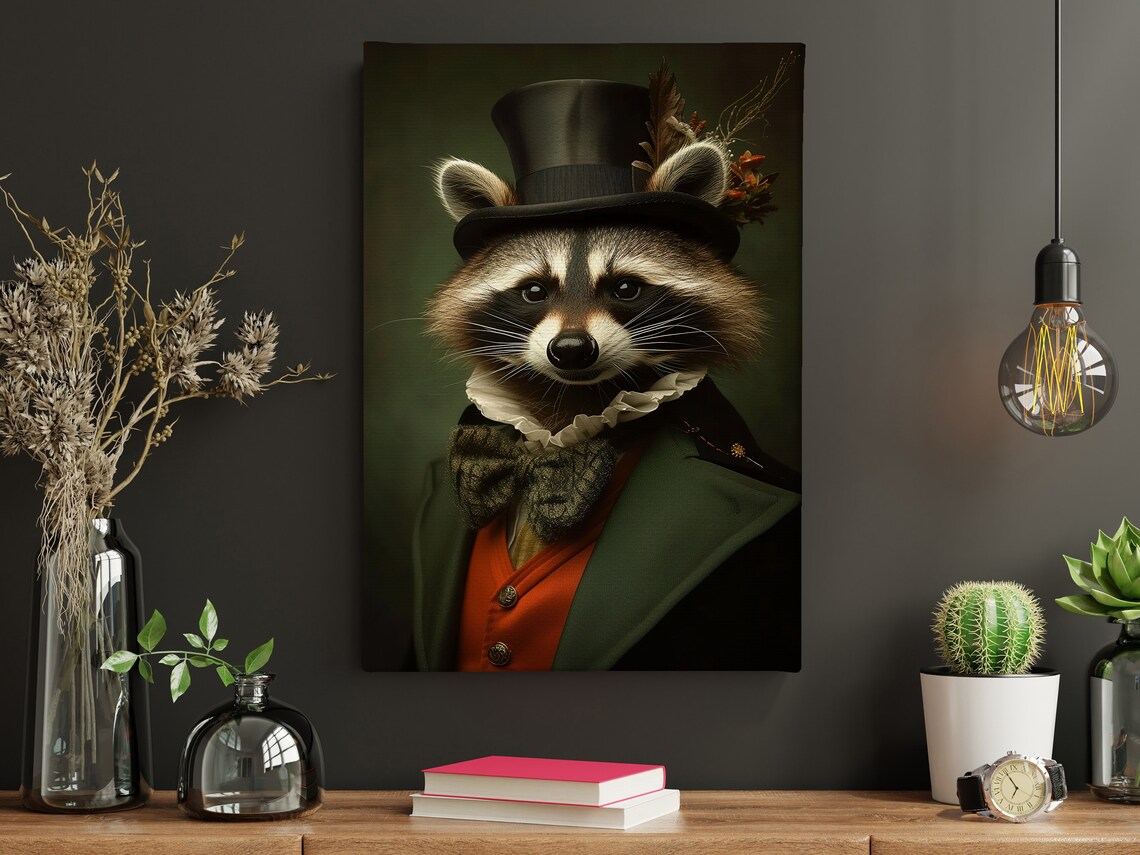 Vintage Gentleman Raccoon Gothic Animal Art Print - Image 3
