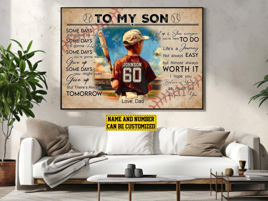 Baseball To My Son - Personalized Print - Image 3
