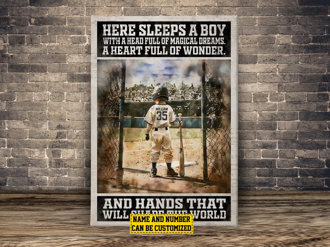 Baseball Player Boy Personalized Print Baseball Poster Print Softball Gift For Son Boys - Image 2