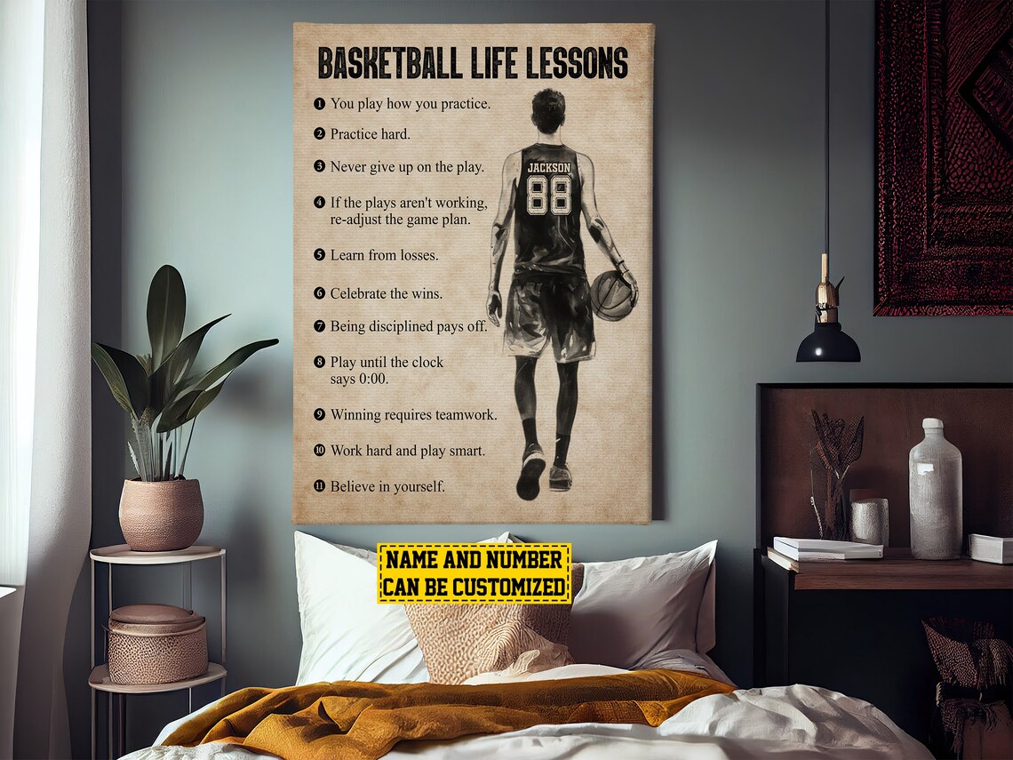 Basketball Life Lessons Personalized Poster, Gift for Him - Image 2