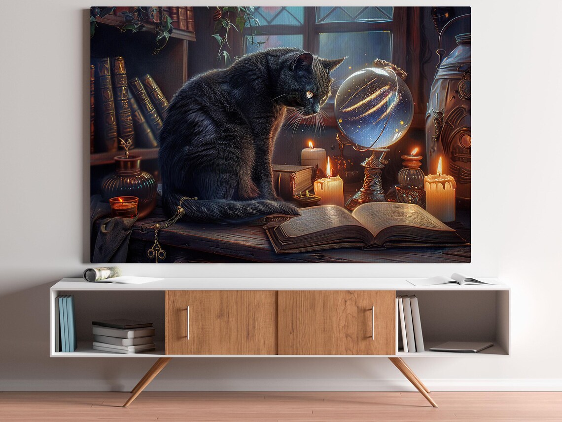 Gothic Cat Witch Poster, Halloween Wall Art Print - Image 4