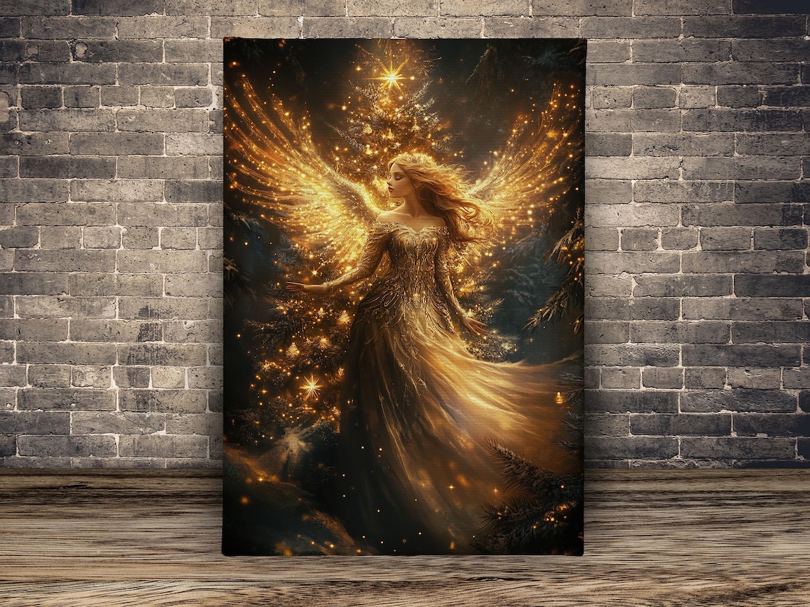 Vintage Young Angel Painting, Christian Christmas Poster - Image 2