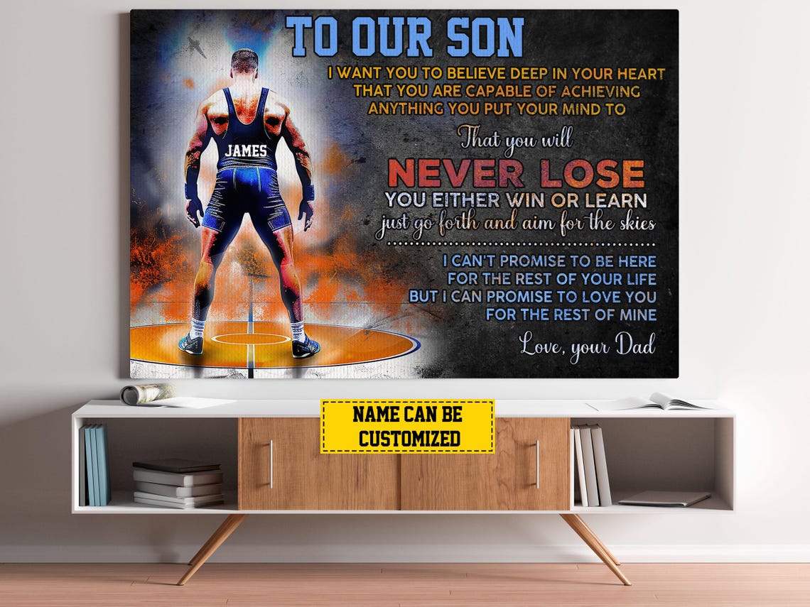 Wrestling To Our Son Personalized Print Wrestling Poster Print Wrestling Gift For Son Men - Image 3