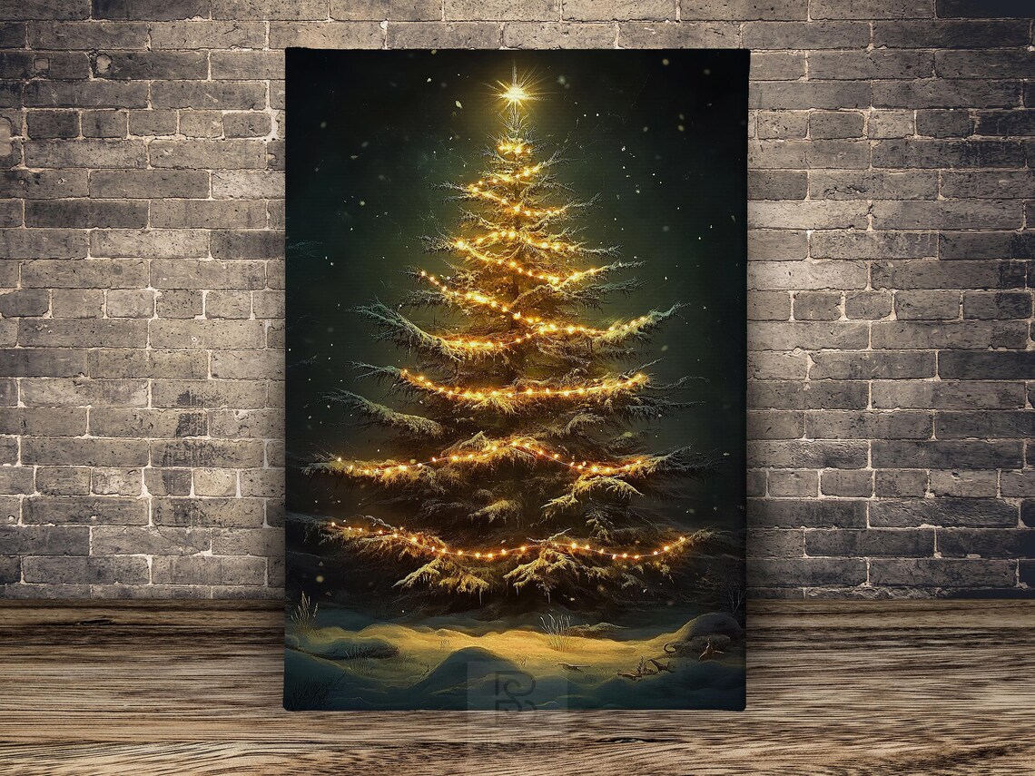Vintage Christmas Tree Art Print, Cozy Holiday Decor - Image 2