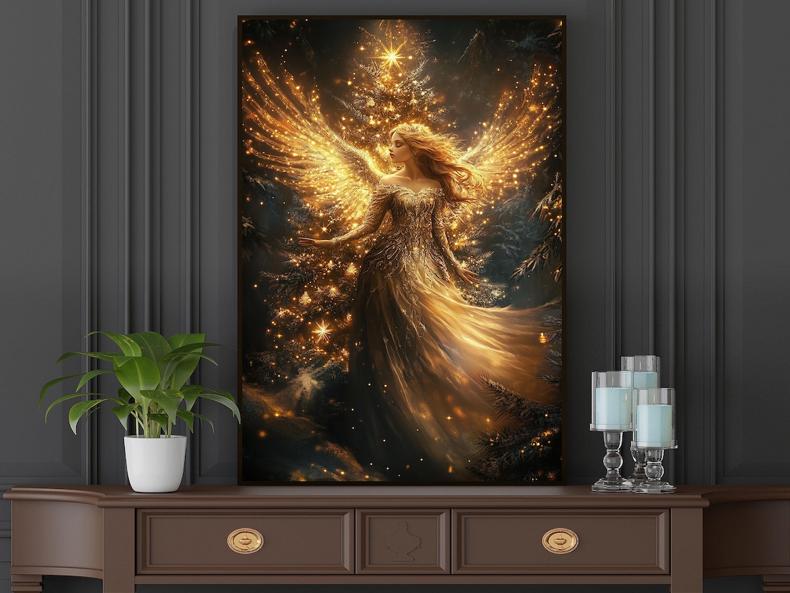 Vintage Young Angel Painting, Christian Christmas Poster - Image 5
