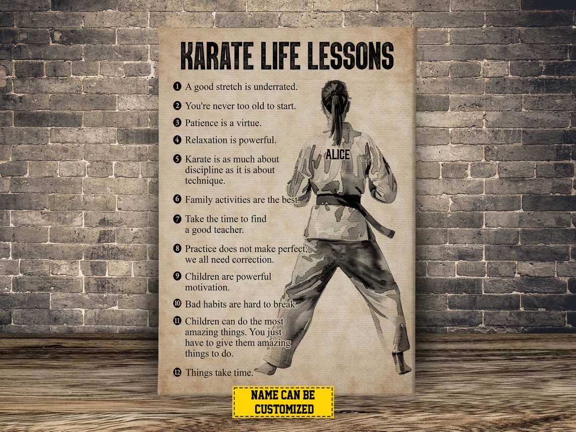 Karate Life Lessons Personalized Vintage Female Fighter Poster - Image 2