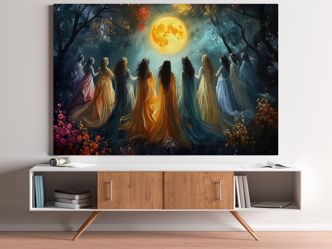 Witches Make Magic Painting Moon Calling Art Print - Image 4
