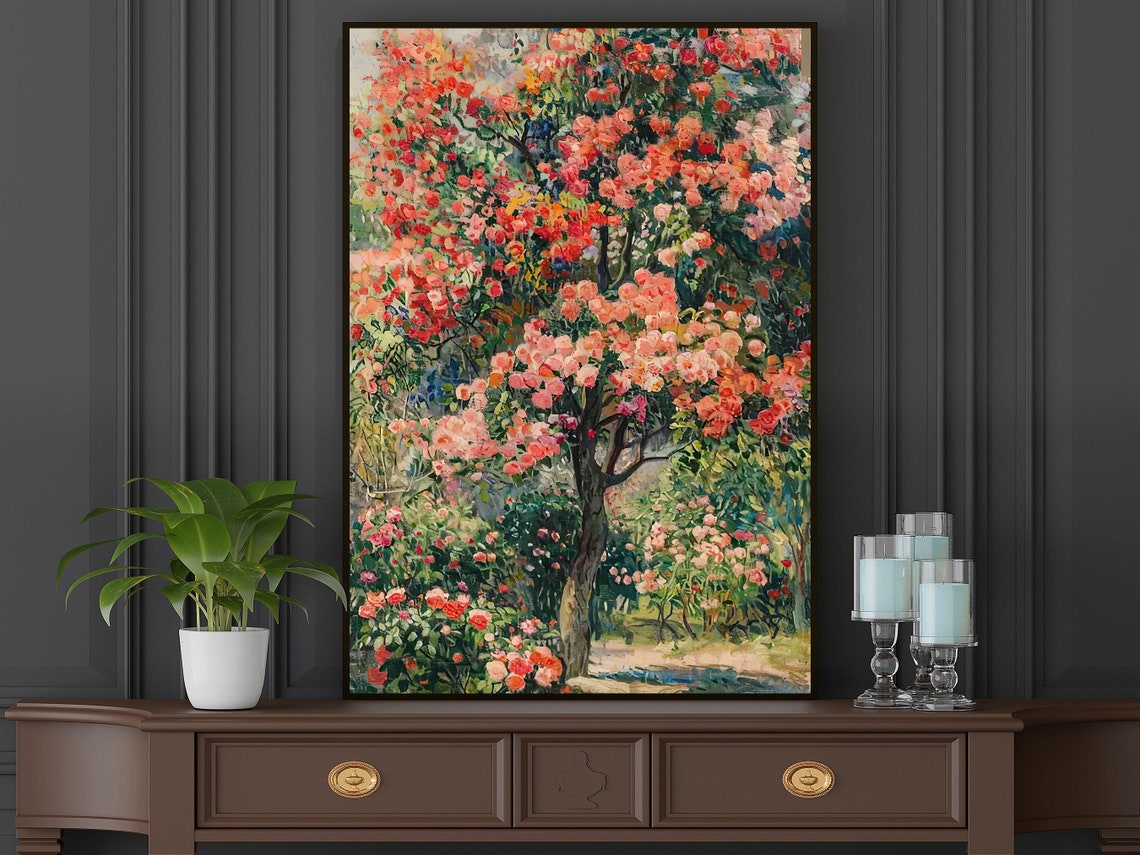 Vintage Flowers Garden Painting Flowers Art Print Cottage Roses Flowers Garden Poster Flowers Wall Art - Image 5