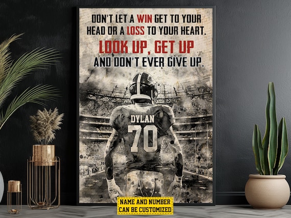 Football Motivation Personalized Player Quote Vintage Sports Poster