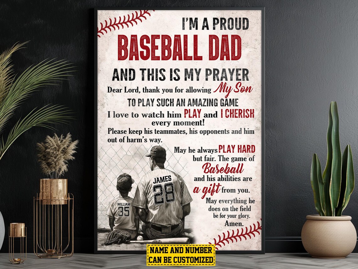 Baseball Dad And Son Personalized Gift For Boy