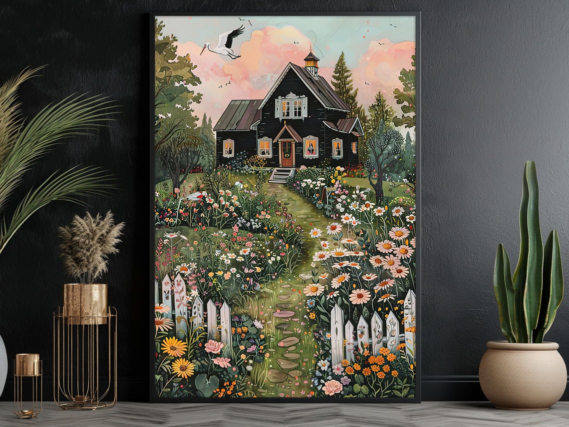 Vintage Flowers Garden Painting Flowers Print Cottage Flowers Flowers Poster Country House Wall Art - Image 2
