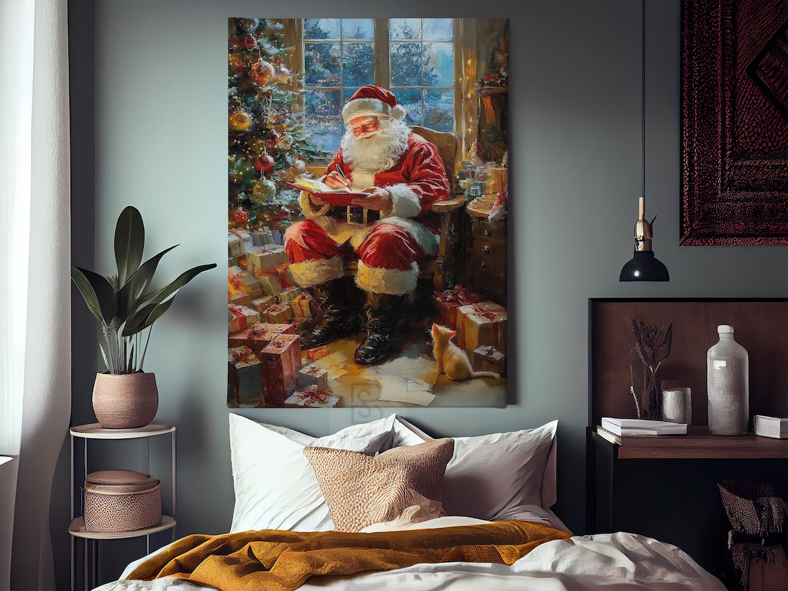 Vintage Santa Claus Writing Christmas Art Print - Image 3
