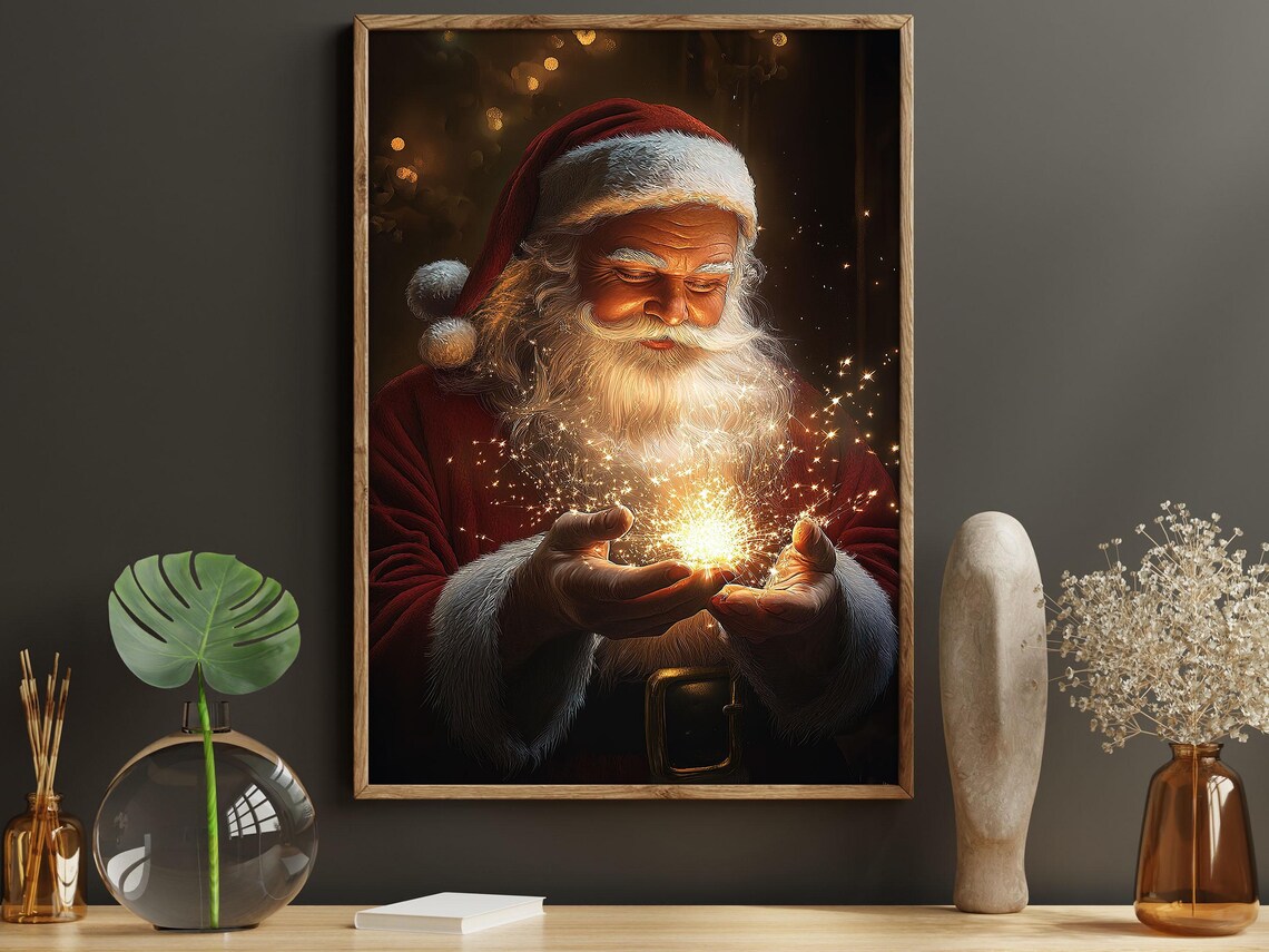 Vintage Santa Claus Wish Christian Cottage Poster Print - Image 6